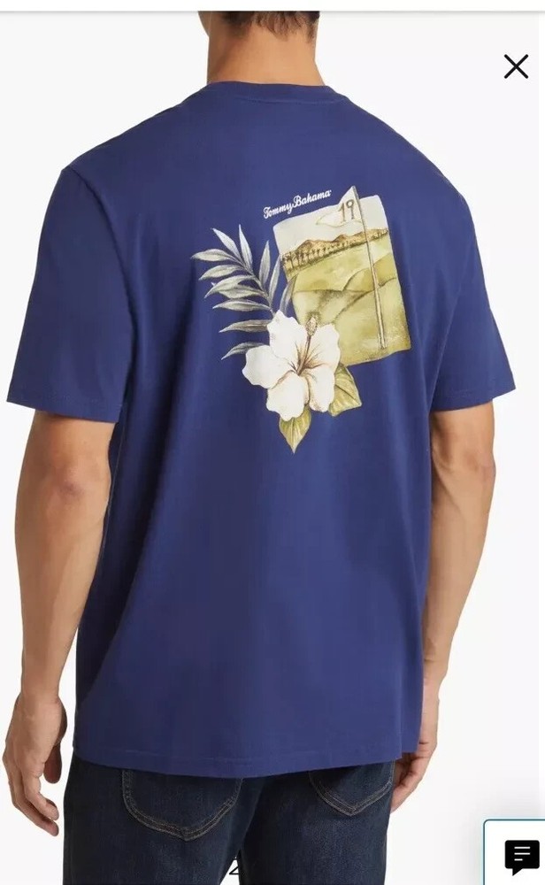 TOMMY BAHAMA Men’s Island Navy Blue Golf Graphic T-Shirt Tee Size Small