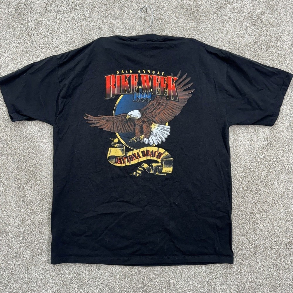Sherry's Best T-Shirt Men XL Black 1999 Daytona Beach Bike Week Eagle Graphic