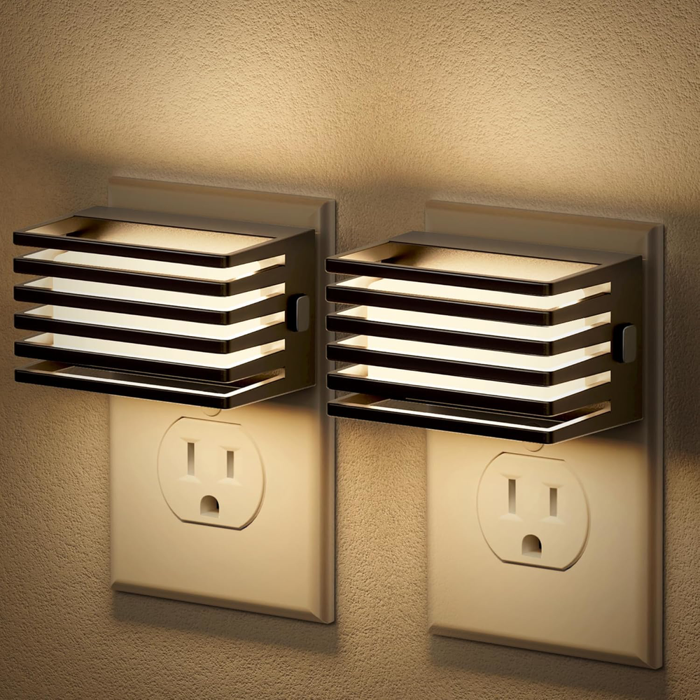 Dimmable LED Night Light Plug-In 2 Pack with Dusk to Dawn Sensor in Warm White  