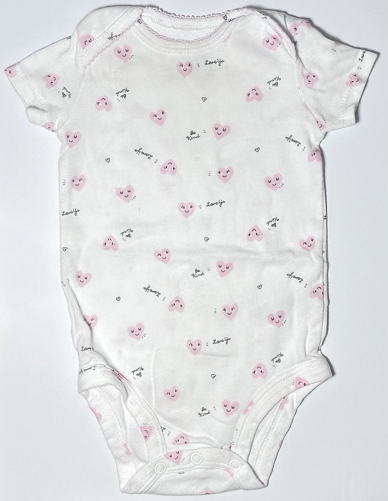 Carter's Baby Girl 6 Months One Piece, White w/ Hearts