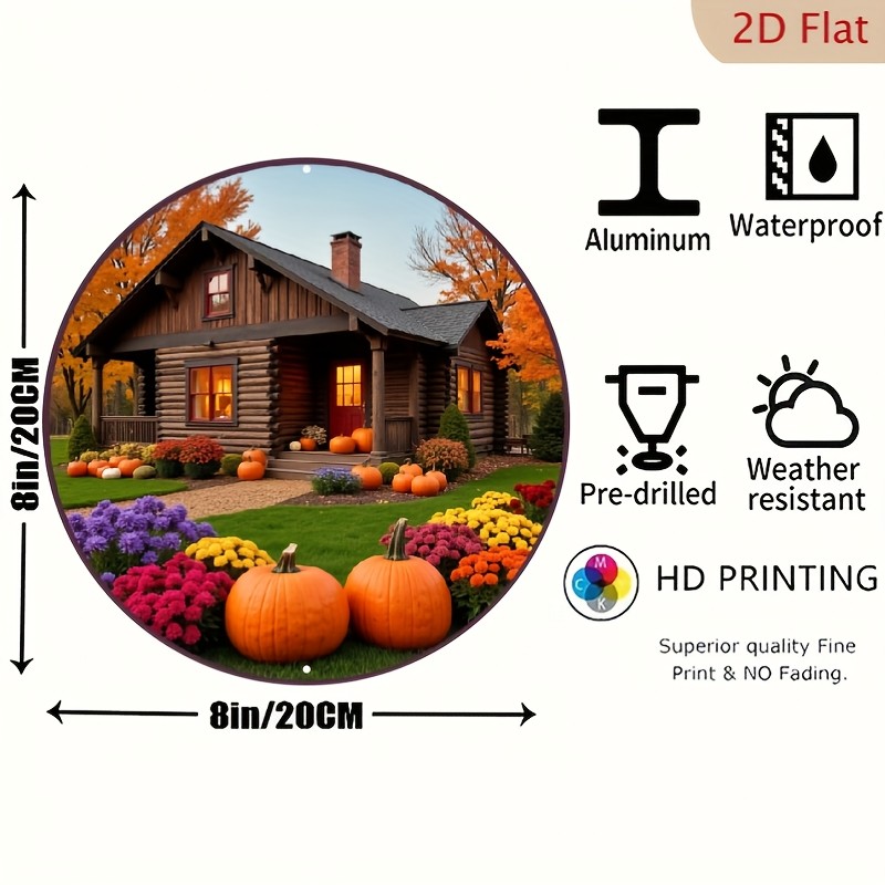 Rustic American Autumn Metal Wall Art Cozy Cottage Pumpkin