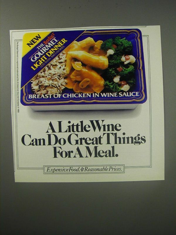1990 The Budget Gourmet Light Breast of chicken in Wine Sauce Ad