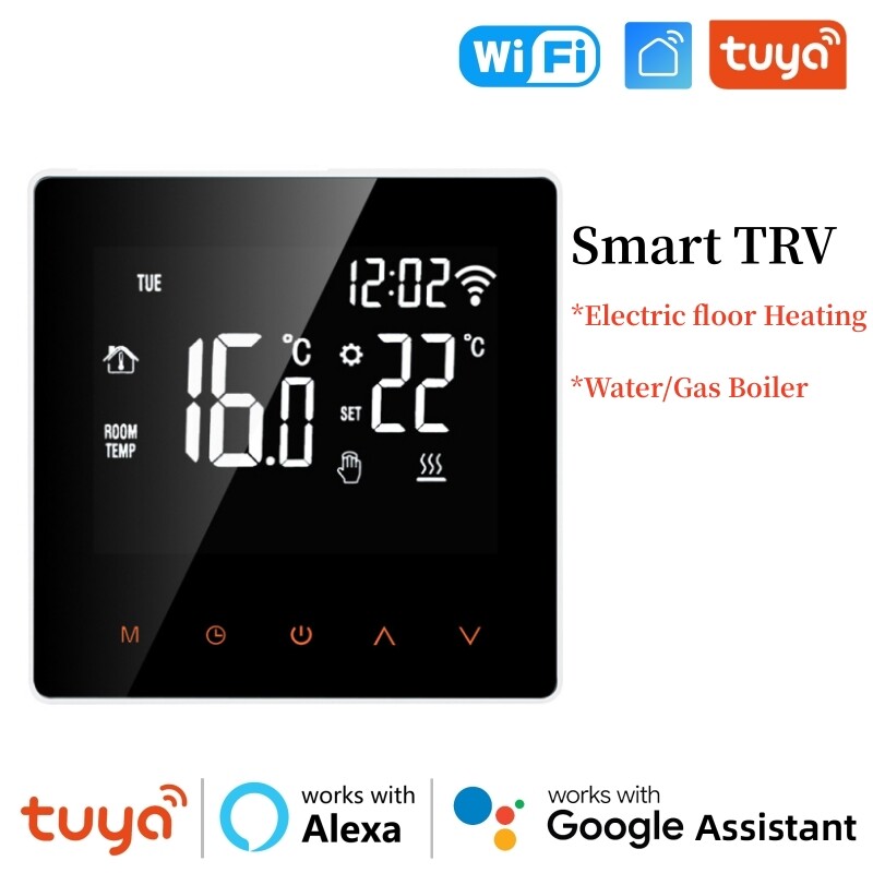 Tuya Smart TRV WiFiサーモスタットLCDタッチコントロールパネル温度コントローラーFo