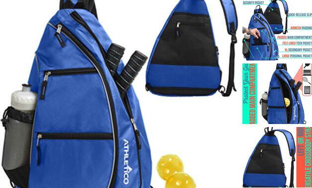 Sling Bag - Crossbody Backpack for Pickleball, Tennis, Racketball, and Blue