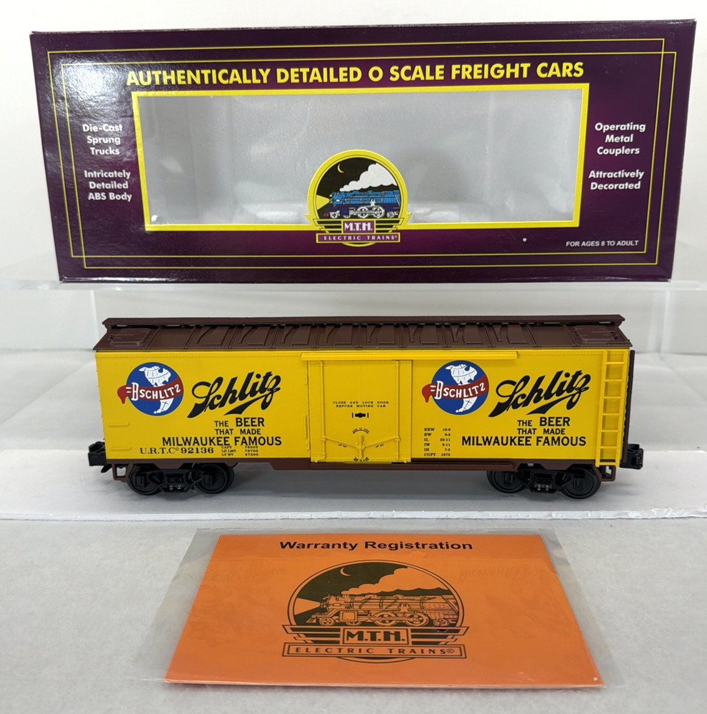 MTH Premier 20-94036 Schlitz Milwaukee 40’ Beer Reefer O Gauge New #92136