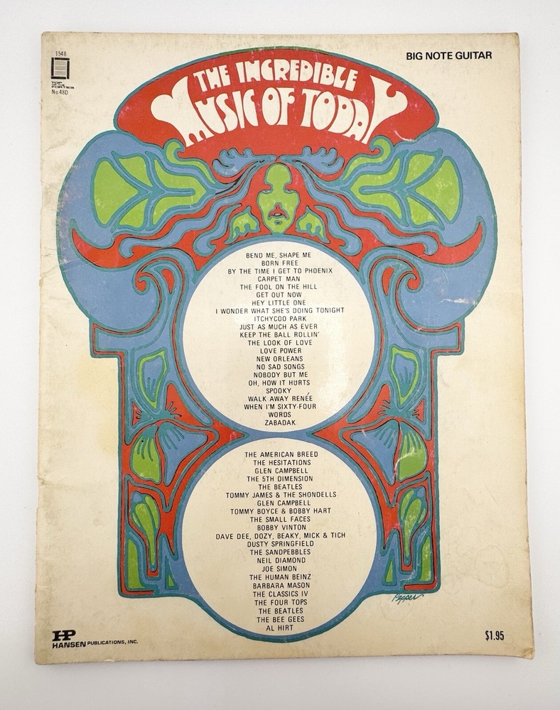 Big Note Guitar The Incredible Music Of Today Sheet Neil Diamond Bee Gees Beatle