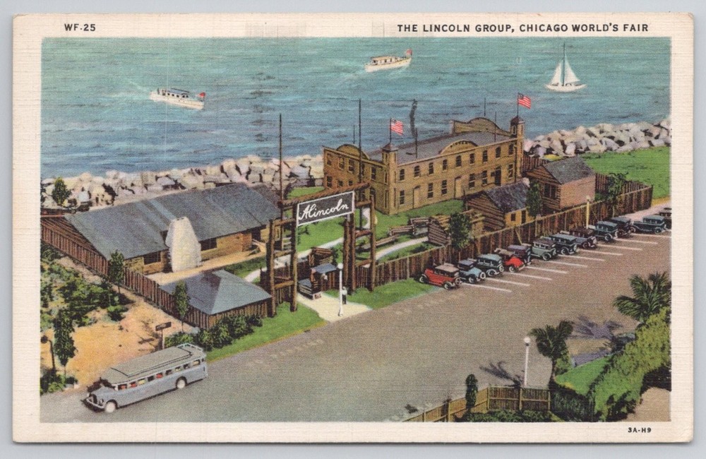 1933 Chicago World's Fair Lincoln Group Exhibit CT Art-Colortone Postcard