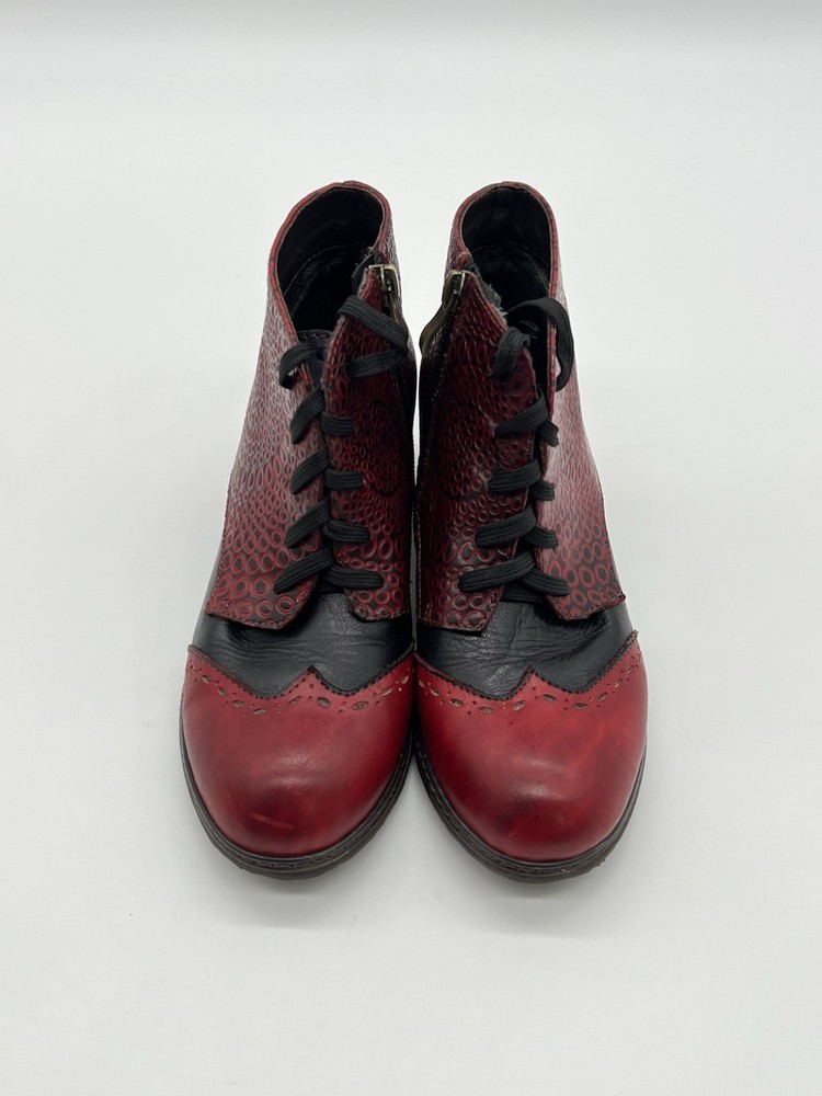 Spring Step L'Artiste Women’s 35 US 5 Red Granola leather ankle Boots boho artsy