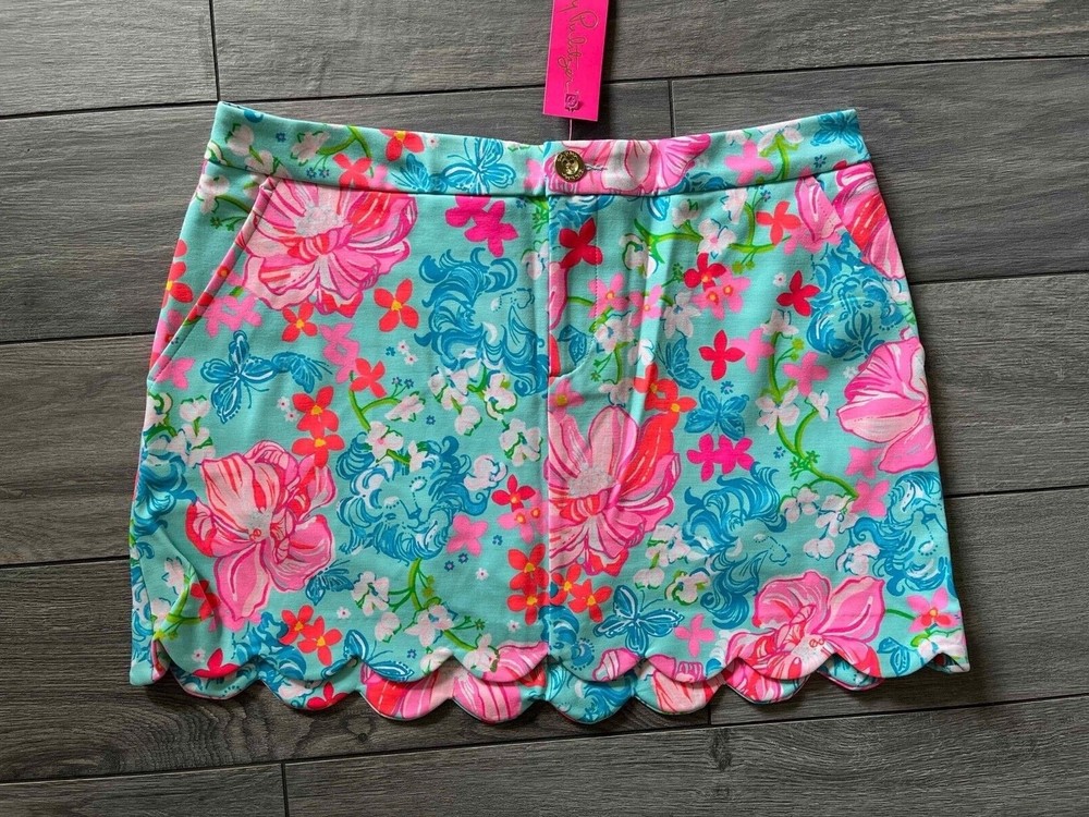 Lilly Pulitzer Colette Knit Scallop Hem Skort, Surf Blue, Luscious Lions, Nwt, 4