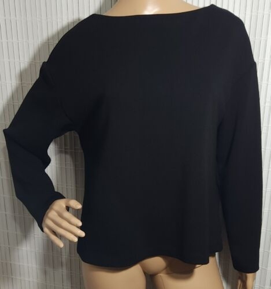 H M Boat Neck Long sleeve Top Sweater Size XS Color Black Zipper On Back