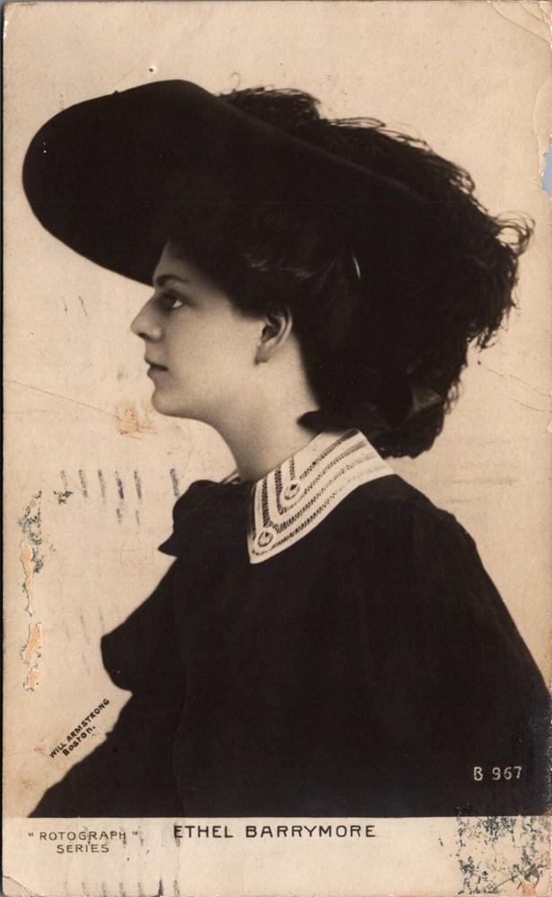 Ethel Barrymore RPPC Postcard 1908 Rotograph Series Actress Portrait Hat