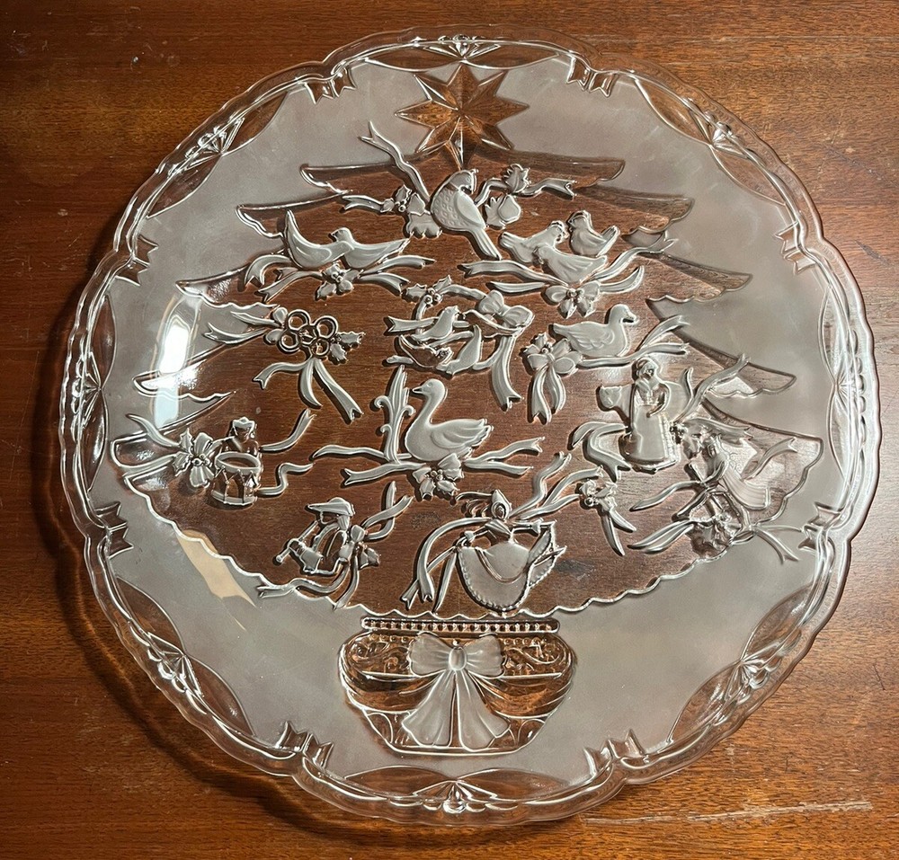 MIKASA 12 Days of Christmas Pretty Glass Serving Platter 15 1/2
