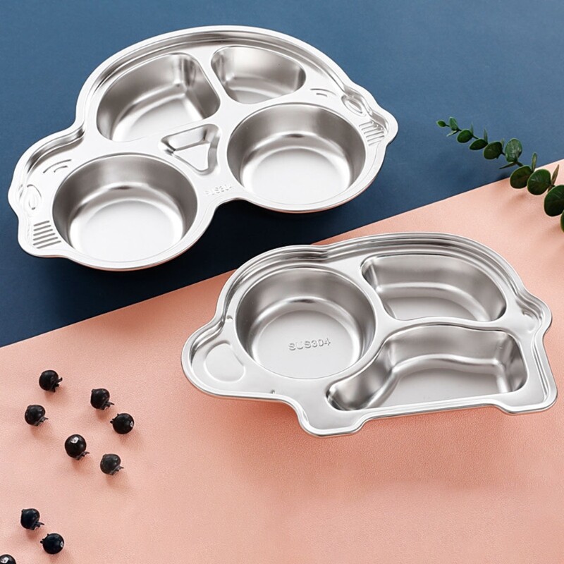 Stainless Steel Divided Plate Cartoon Dinner Tray Lunch Container Platter