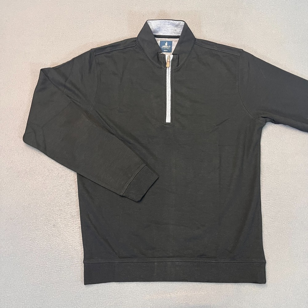 Johnnie-O Mens Size Med Sully Quarter Zip Pullover Wrinkle Resistant Black Modal