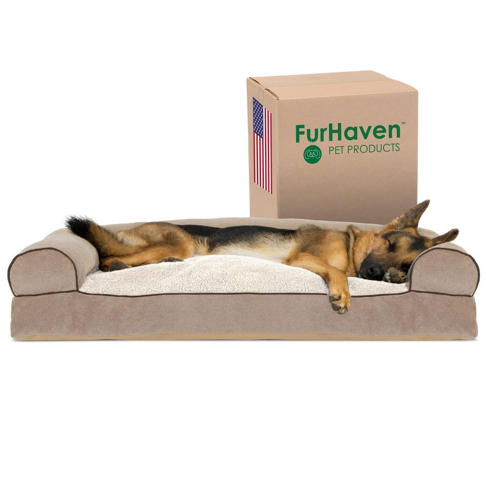 Furhaven Pillow Dog Bed for Large Dogs w/ Removable Bolsters & Washable Cover...