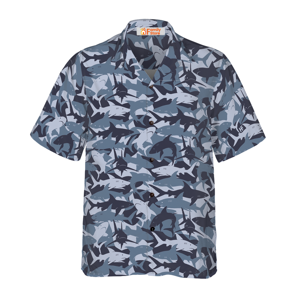 Shark Camouflage Hawaiian Shirt For Men US Size Summer Style NEW