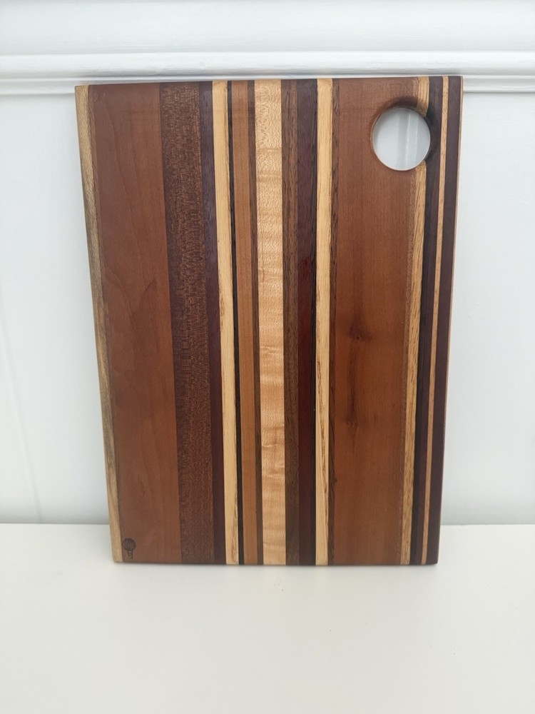 Handmade Hardwood Striped Cutting Board 12x8 Artisan Serving Board