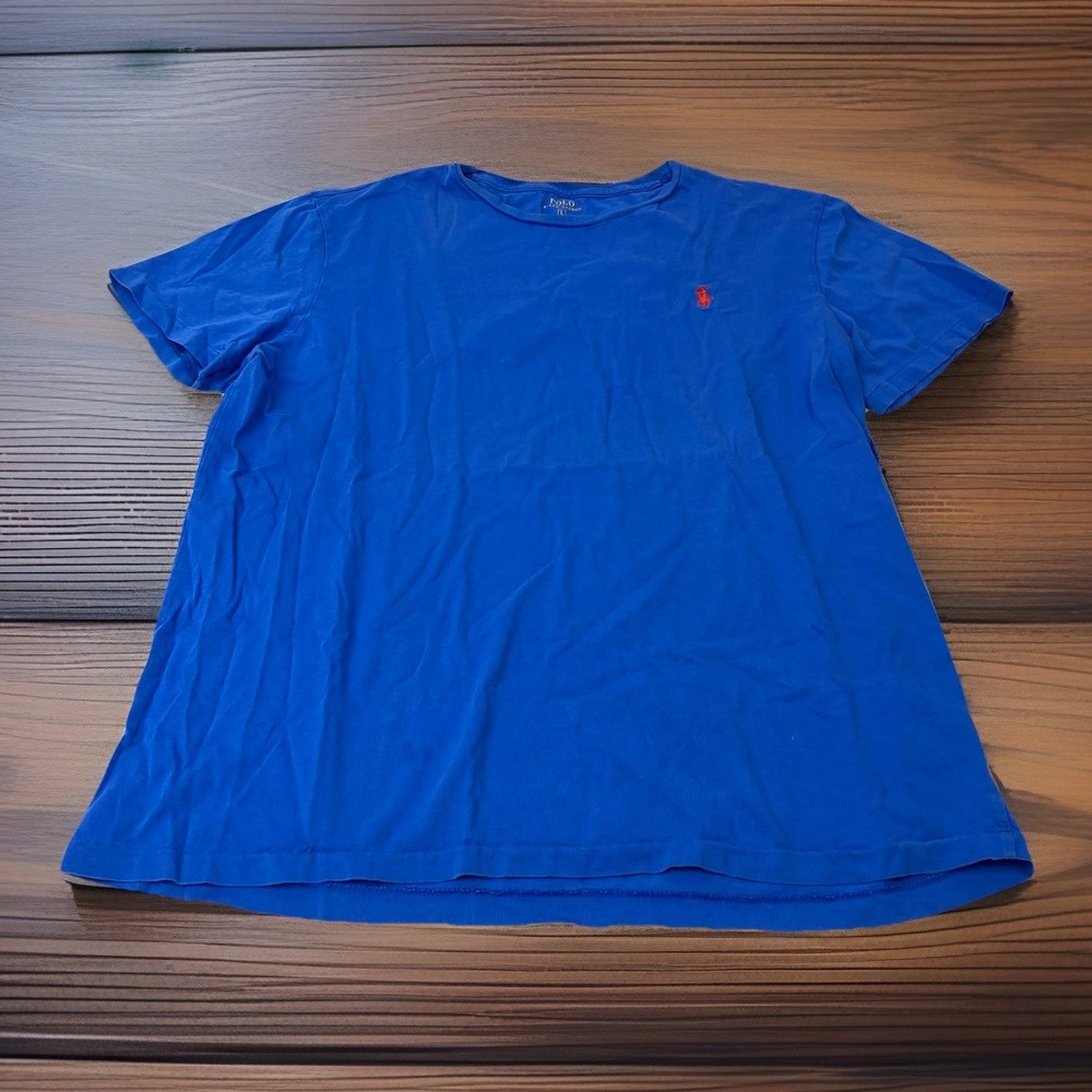 Polo By Ralph Lauren Men’s L Large Solid Blue Short Sleeve Crew Neck  T Shirt