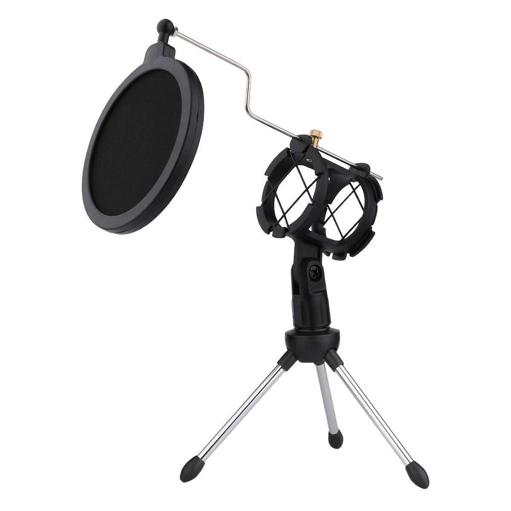 Desktop Mic Stand, Microphone Stand Desk Tripod Stand with Shock Mount Portab...