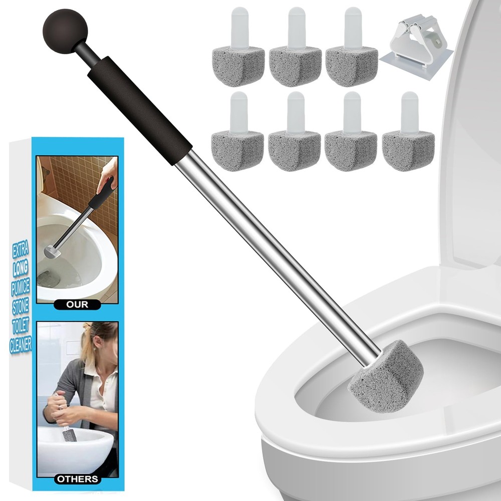 Pumice Stone Toilet Bowl Cleaner for Deep Bathroom Cleaning with Brush