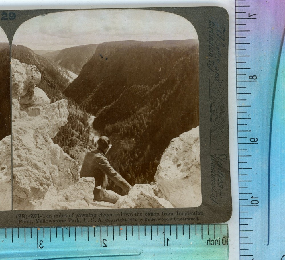 Down Canon from Inspiration Point Yellowstone Park Underwood Stereoview