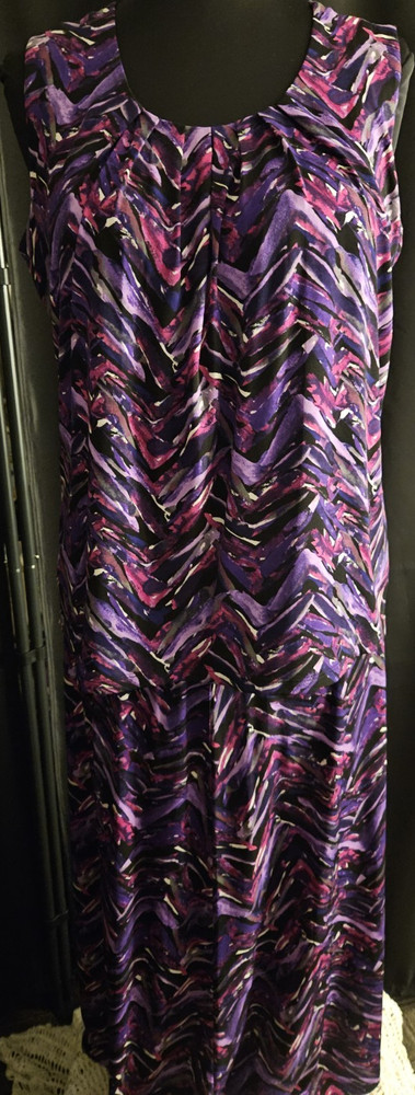 Kasper Women's Sleeveless Top & Skirt Set Abstract Print Purple Size Large
