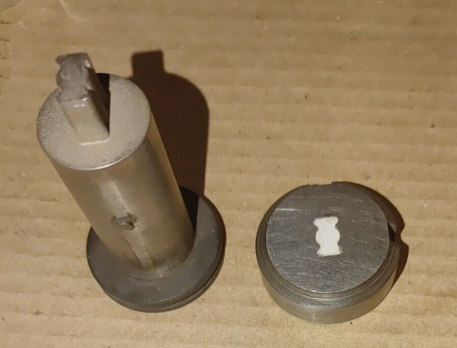 Hourglass shaped punch with die for Unipunch BX 2-1/4 punch frame