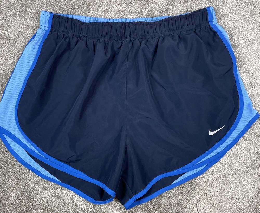 Nike Dri-FIT Tempo Running Shorts Women’s XL Blue Trim Lined Athletic