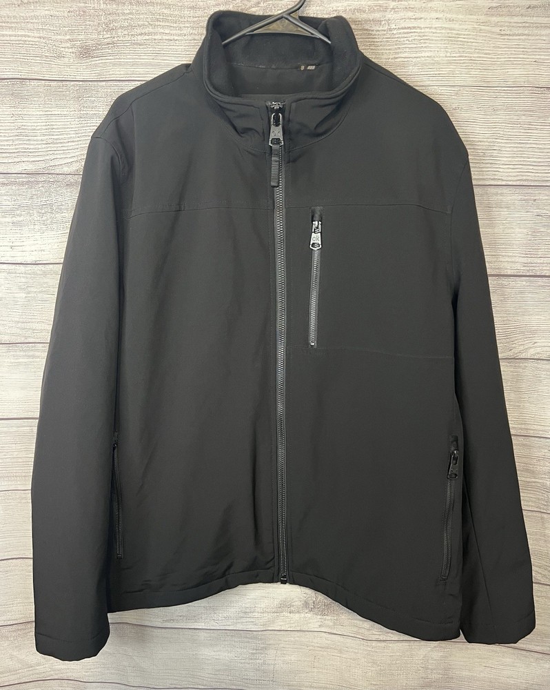 Calvin Klein Men’s Large Black Soft Shell Jacket Fleece Lined Full Zip