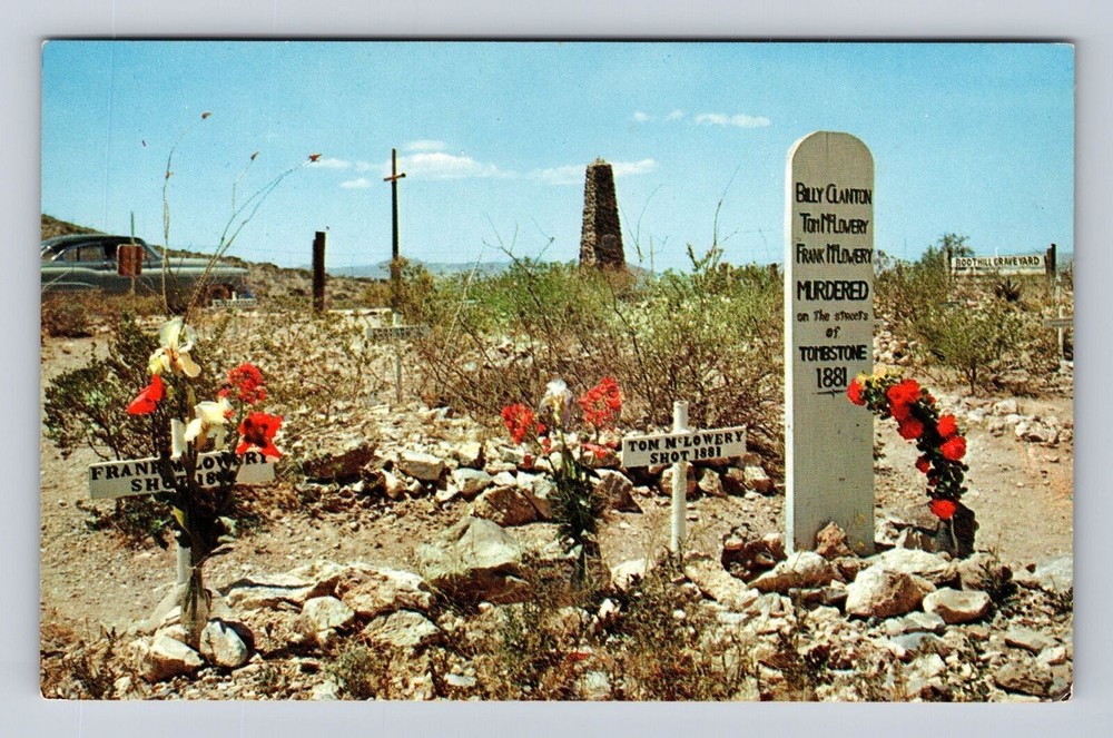 Tombstone AZ-Arizona, Graves Of Billy Clanton, Antique, Vintage Postcard