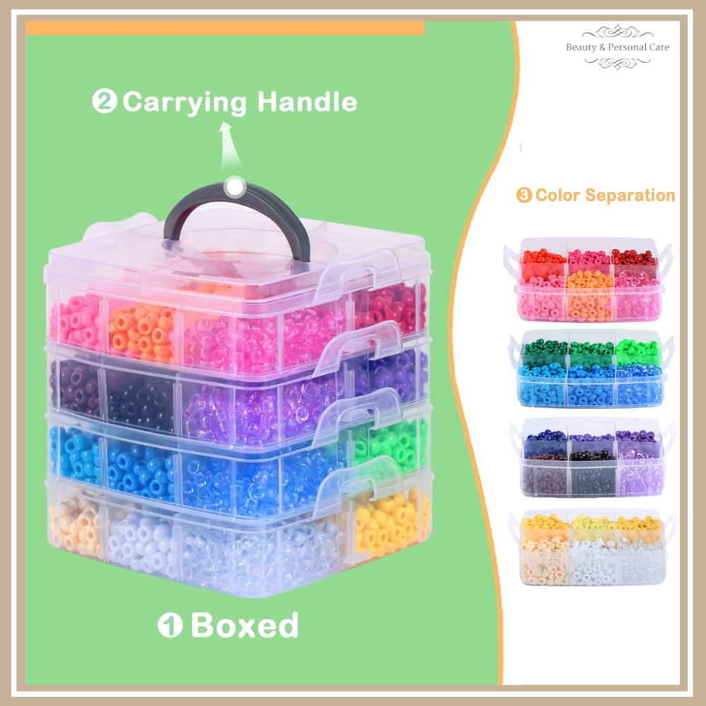 24-Color Pony Beads Set for DIY Bracelets Jewelry and Hair Craft