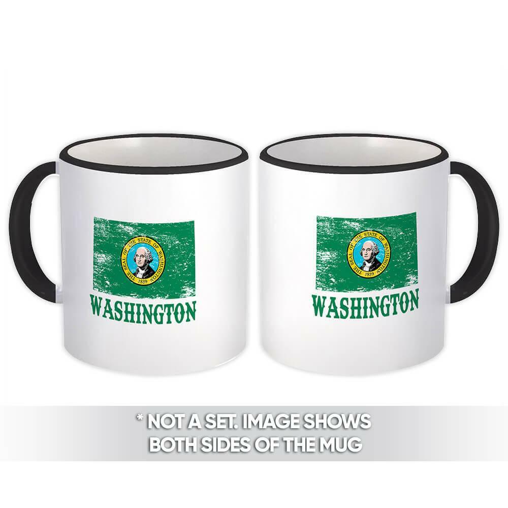 Gift Mug : Washington Flag Distressed Souvenir State USA Christmas Coworker