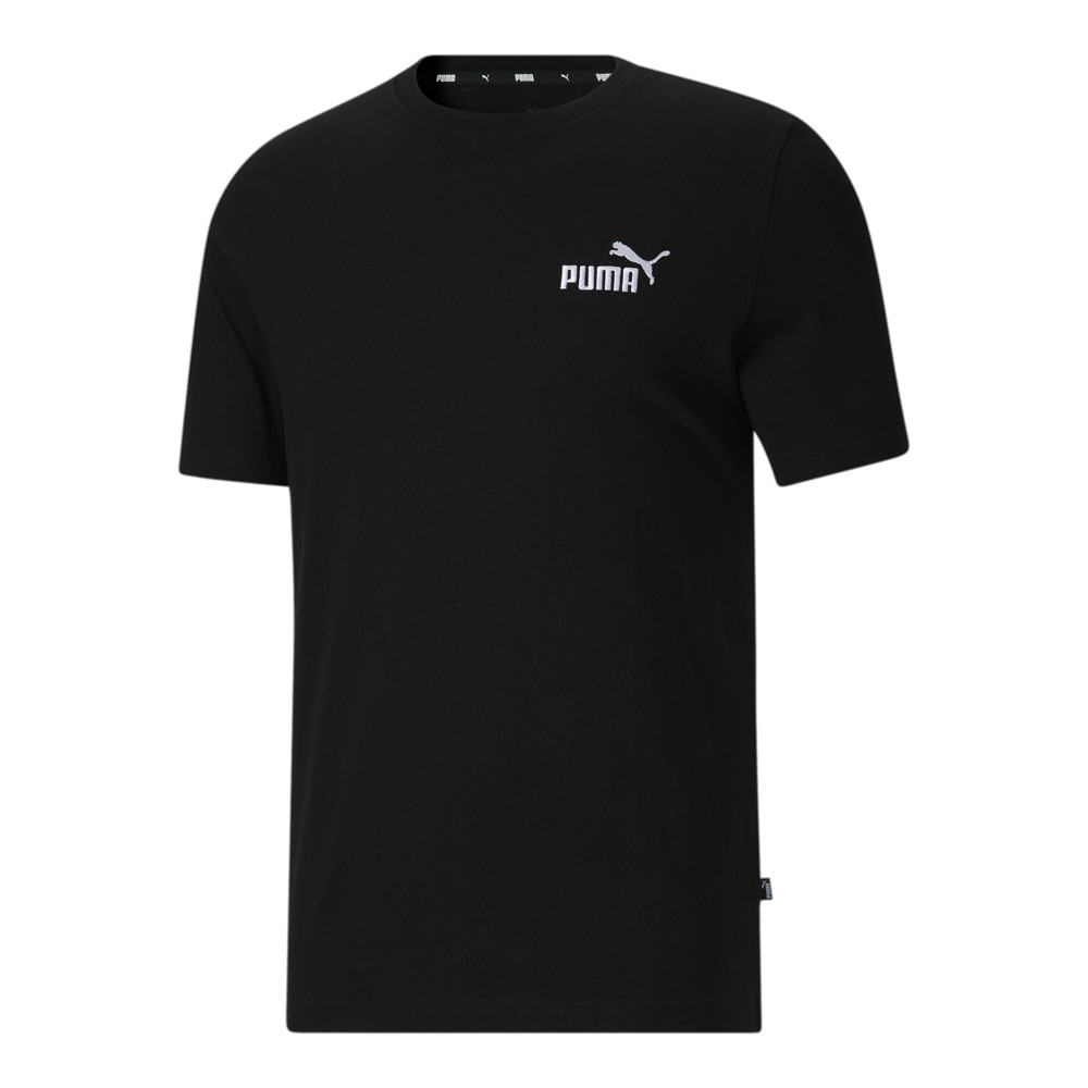 PUMA Essentials Embroidery Logo Crew Neck Short Sleeve T-Shirt Mens Black Casual