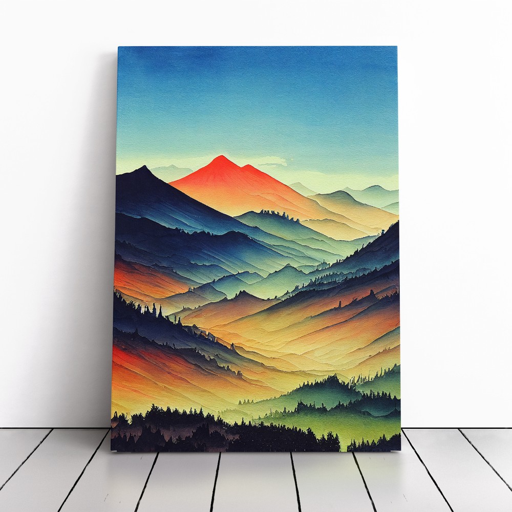 Striking Mountain Landscape No.5 Canvas Wall Art Print Framed Picture Home Decor