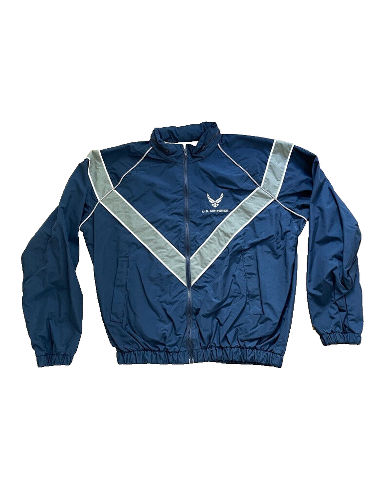 Men's M Blue Skilcraft Vented Reflective JWOD Hooded Windbreaker Airforce Jacket