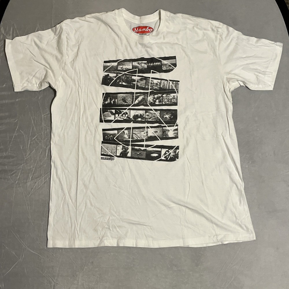 Vintage MAMBO y2k Men’s Big Logo T-Shirt Size Xl White