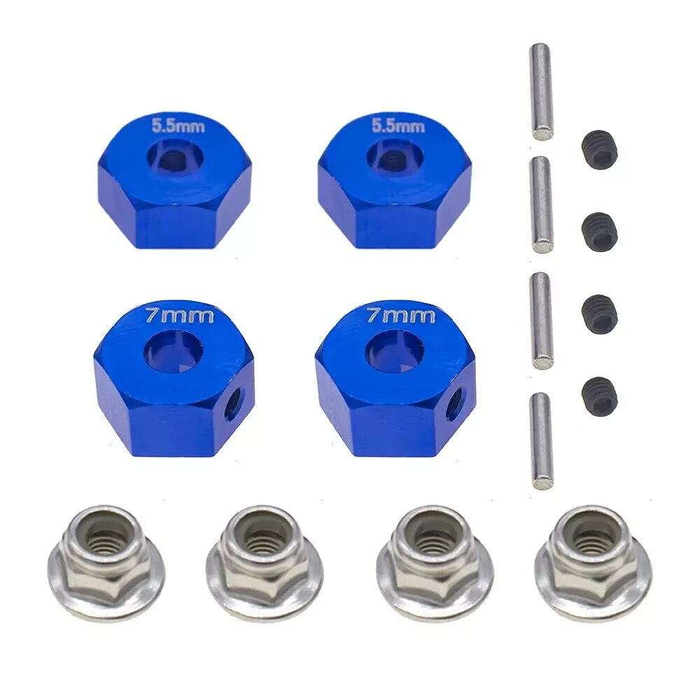 Aluminum Hex Wheel Hubs Pins&M4 Flanged Lock Nuts for Traxxas Slash 2WD 1/10 ...