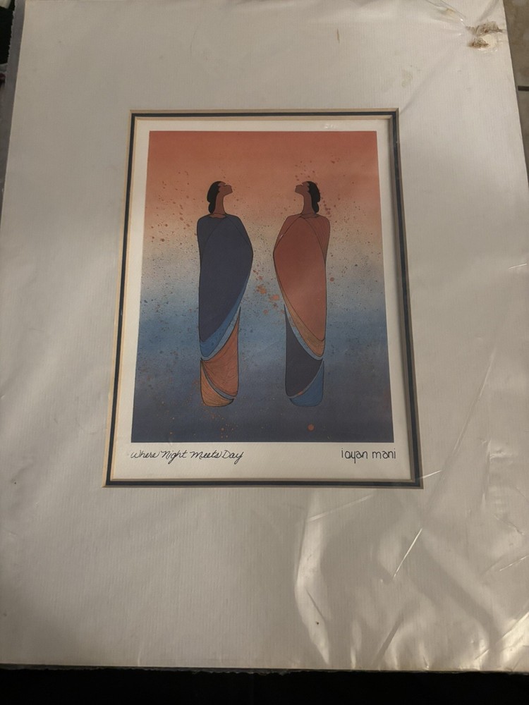 Where Night Meets Day Signed by Artist Ioyan Mani Lithograph Framed Matted 15” T