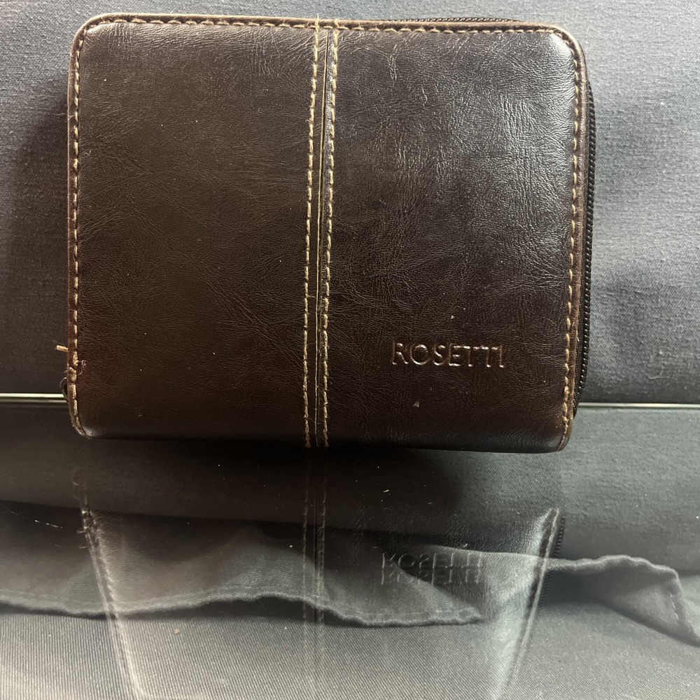 Rosetti Women’s Brown Zip Around Wallet Organizer Cash Coin Credit  5” x 4”