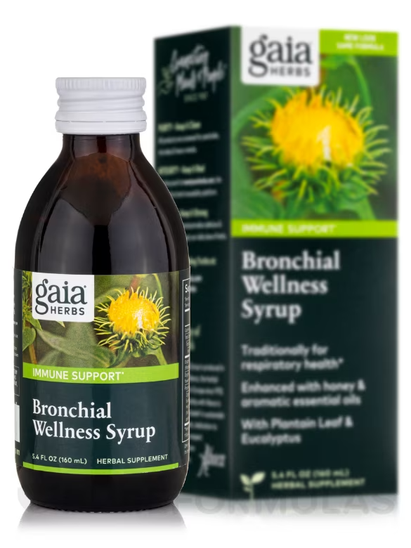GAIA HERBS BRONCHIAL WELLNESS SYRUP 5.4 OZ IMMUNE SUPPORT BB 9/21/2025 FREE SHIP
