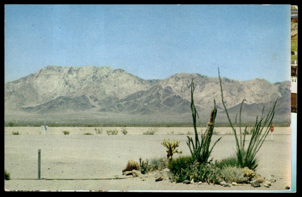 Vintage Santa Fe Railroad Desert Mountains Ocotillo Cactus Postcard