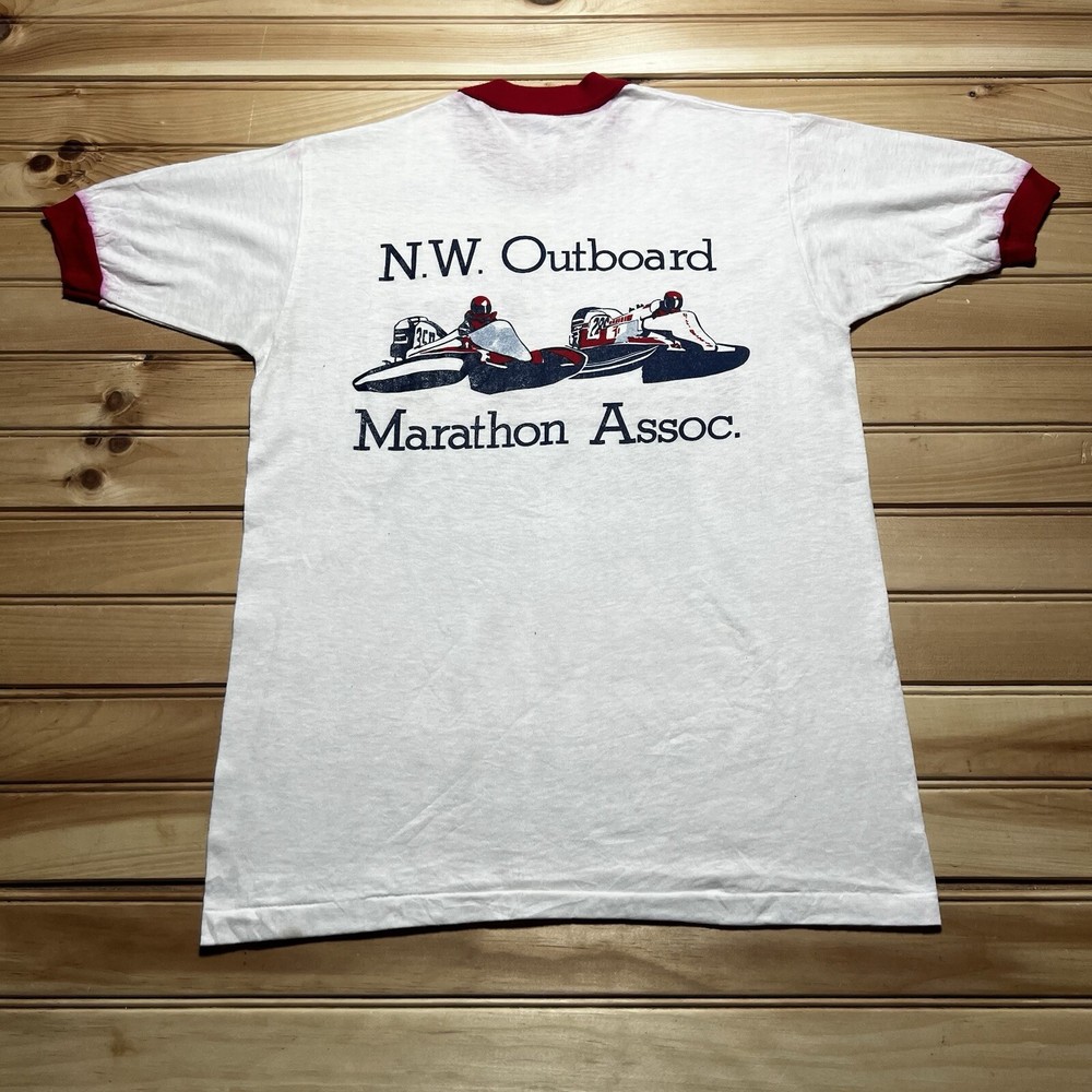 Vintage 70s 80s NOMA Outboard Boat Marathon Racing Assoc. Shirt Size Medium