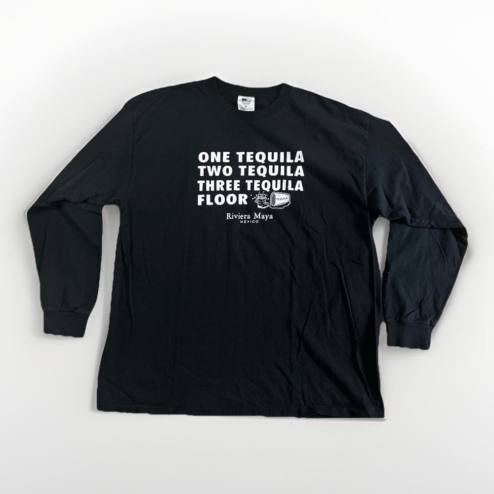 Vintage Riviera Maya Mexico One Tequila 2-Floor Long Sleeve Tee