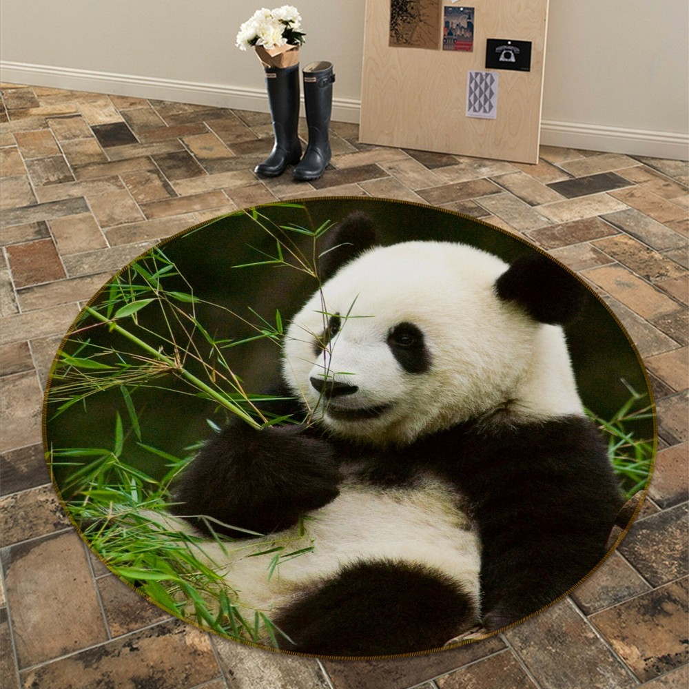 3D Bamboo Leaves Panda Non-Slip Rug Mat Elegant Photo Carpet O1676