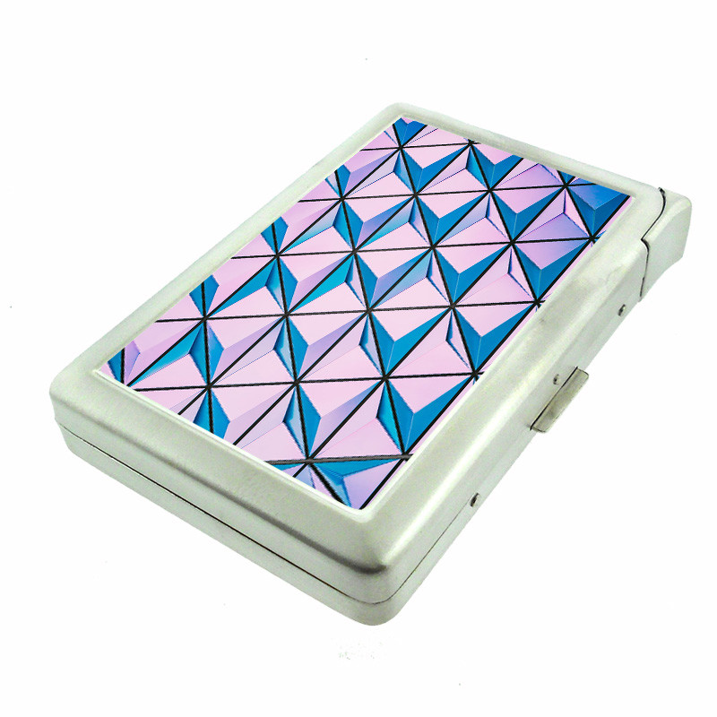 Abstract Background Em4 Cigarette Case with Built in Lighter Metal Wallet