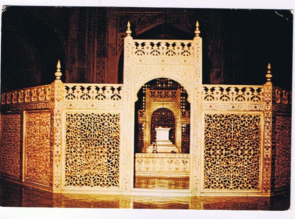 India Postcard Agra Marble Screen Inside Taj Mahal