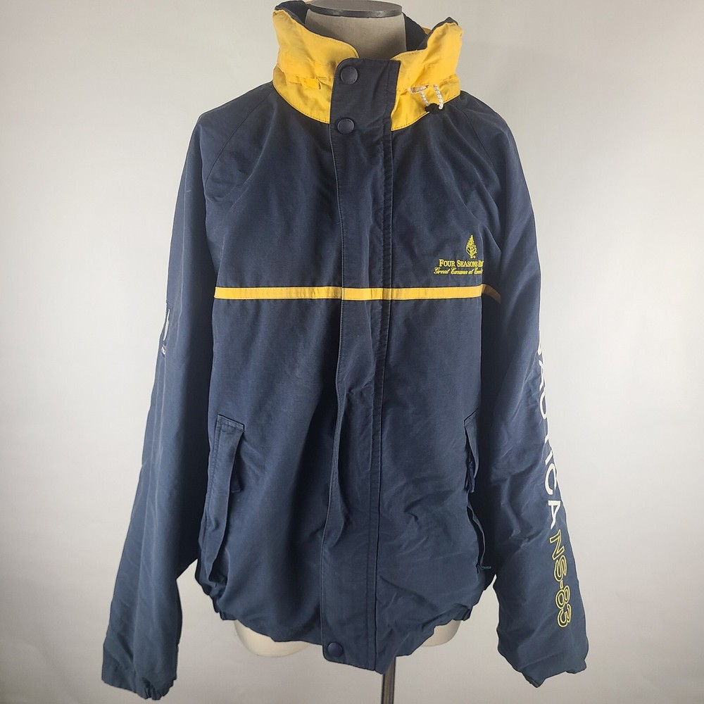 Vintage 90’s Nautica NS 83 Four Seasons Men's Sz XL Hidden Hood Full Zip Jacket
