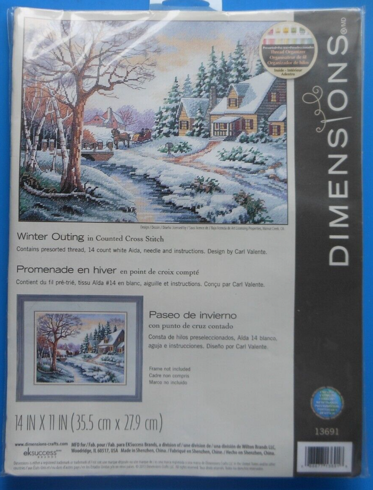 Dimensions Winter Outing Counted Cross Stitch #13691 Country Scene Snow