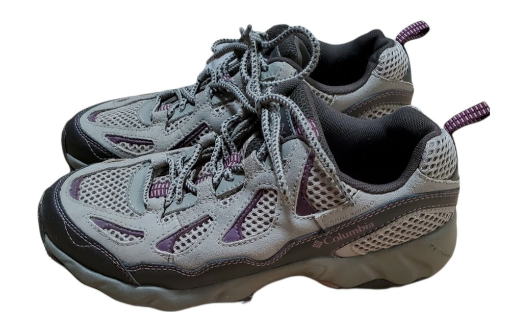 Columbia D Storm Hiking Trail Shoes Womens 7.5 Gray Purple Sneaker BL3564-221