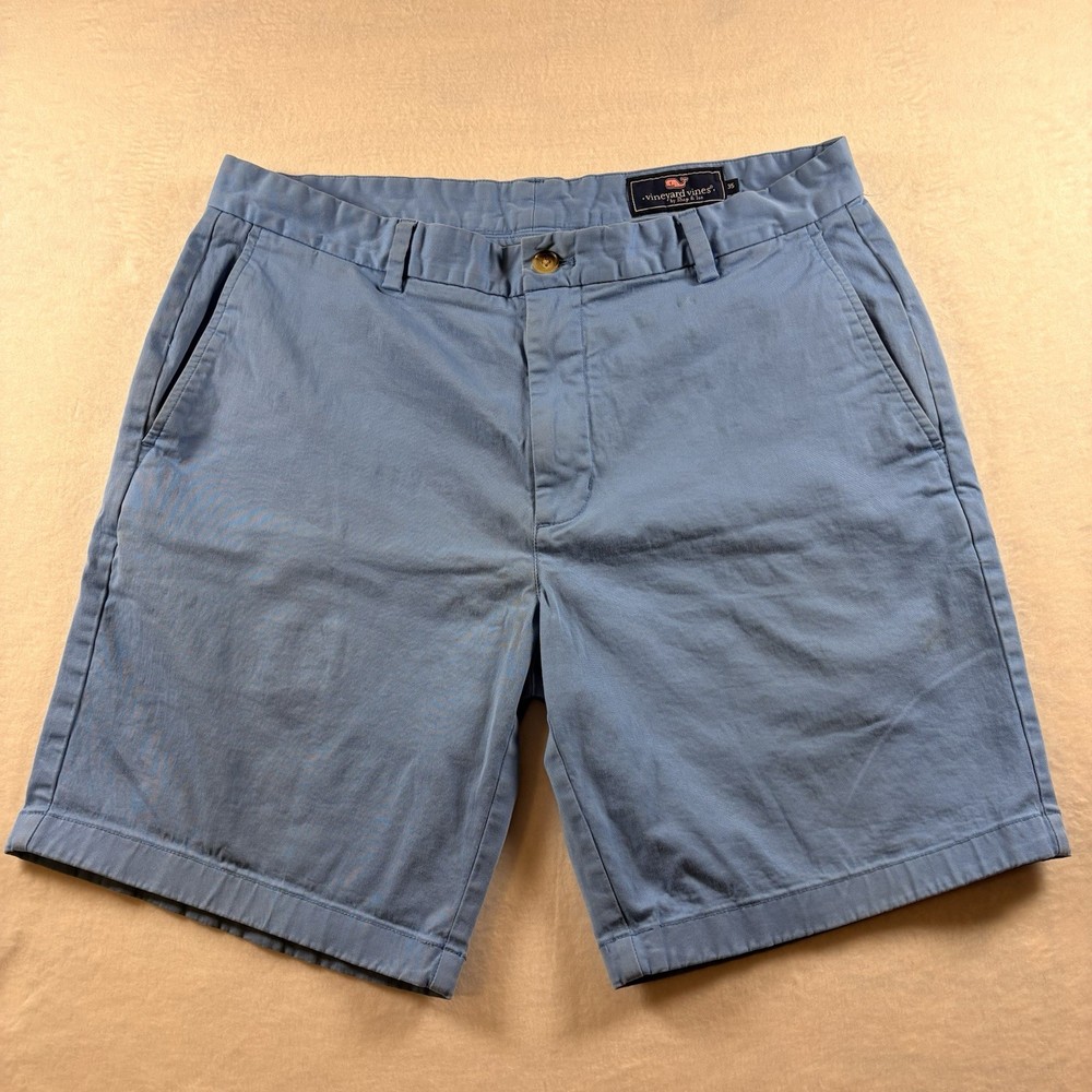 Vineyard Vines Breaker Shorts Mens 35 Blue Chino 8” Inseam Flat Front Preppy